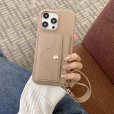 Brieftaschen-Telefonhülle mit Trageband und Spiegel für die iPhone 12-Serie