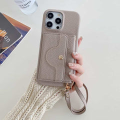 Wallet Phone Case with Lanyard and Mirror for iPhone 15 Series