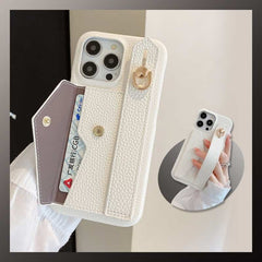 Wallet Card Holder Phone Case with Wrist Strap for iPhone 14 Series