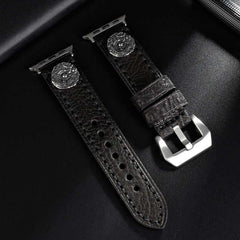 Handcrafted Vintage Leather Strap with Embossed Button Stud