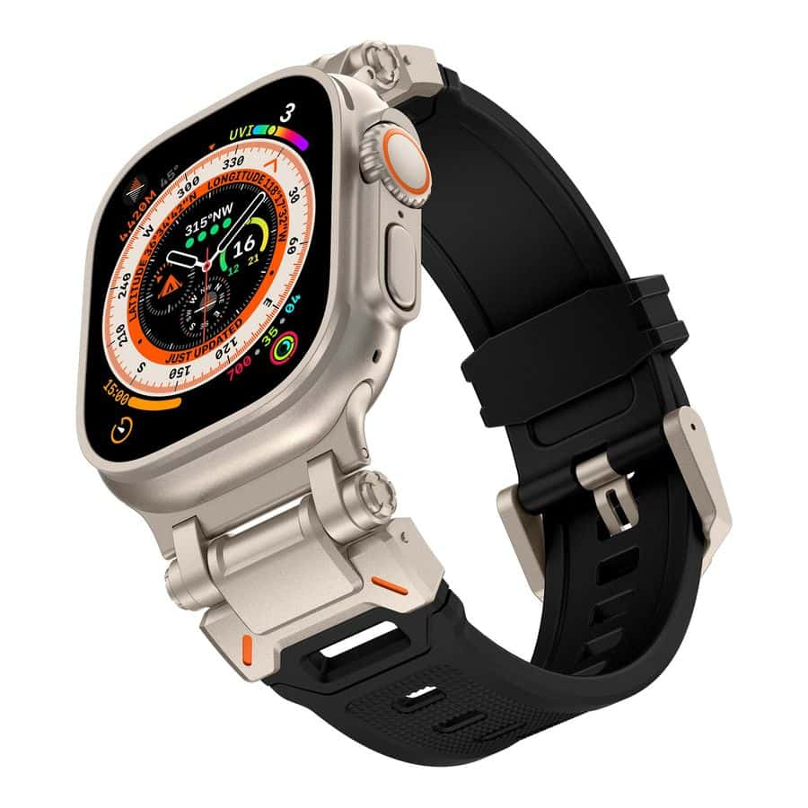 Mechanical Style Metal Connector TPU Watch Band