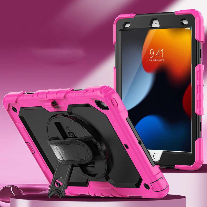 Silicone Tablet Protective Case with Strap and Stand for iPad Series