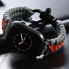 Dual-Color Nylon Double Braided Watch Band with Black Steel Buckle