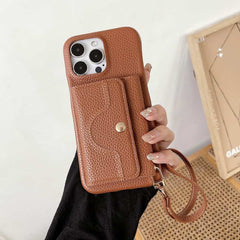 Wallet Phone Case with Lanyard and Mirror for iPhone 16 Series