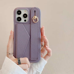 Wallet Card Holder Phone Case with Wrist Strap for iPhone 14 Series