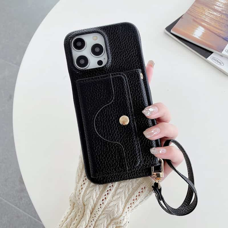 Wallet Phone Case with Lanyard and Mirror for iPhone 13 Series