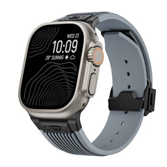 Titanium-colored Metal Connector Silicone Watch Band