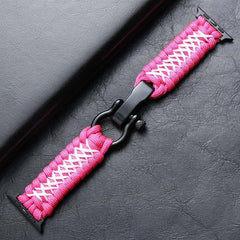 Dual-Color Nylon Double Braided Watch Band with Black Steel Buckle