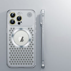 Aromatherapy Spring Loaded Metal Magsafe Aluminum Alloy  Case for iPhone 15 Series--Hollow Design Heat Dissipation