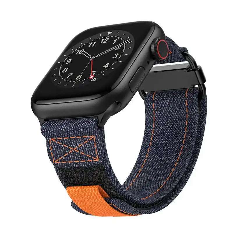 Stylish Loopback Design Denim Canvas Watch Bands