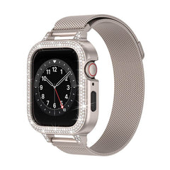 TPU Fram with Integrated Faux Diamond-Studded and Metal Watch Bands