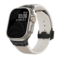 Titanium-colored Metal Connector Silicone Watch Band