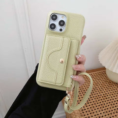 Wallet Phone Case with Lanyard and Mirror for iPhone 16 Series