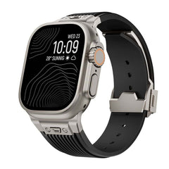 Titanium-colored Metal Connector Silicone Watch Band