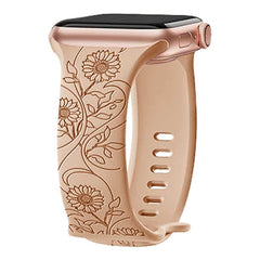 Engraved Pattern Silicone Watch Bands Straps with Butterfly Clasp